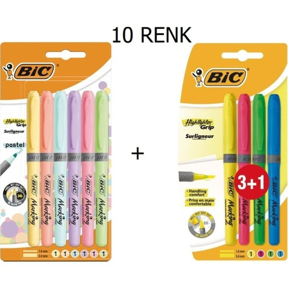 Bic Fosforlu Kalem Brite Liner Grip 10'lu Set Fosforlu Kalem Fiyatı