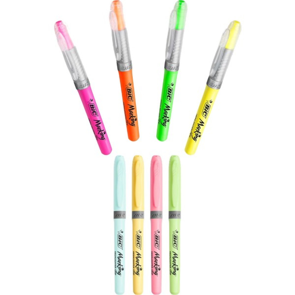 Bic Grip Pastel Fosforlu Kalem 4'lü + Flex Fosforlu Kalem Canlı Renkler 4'lü Fosforlu Kalem Fiyatı
