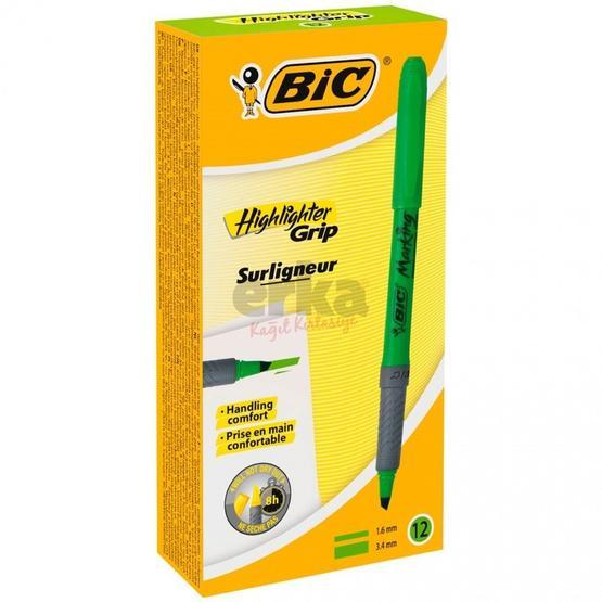 Bic Highlighter Grip 12'li Kutu Yeşil Fosforlu Kalem Fosforlu Kalem Fiyatı