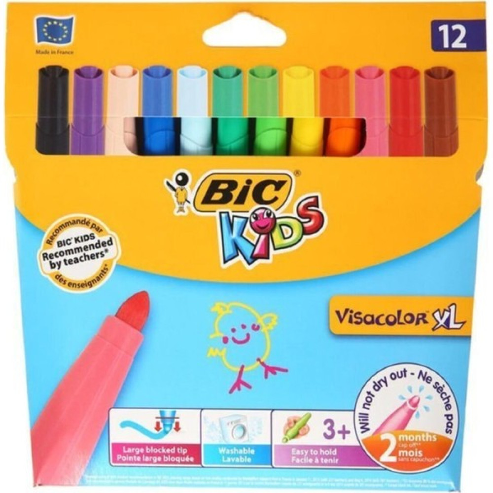 Bic Keçeli Boya Kalemi Visa Jumbo 12 Renk 829007 Keçe Uçlu Kalem Fiyatı