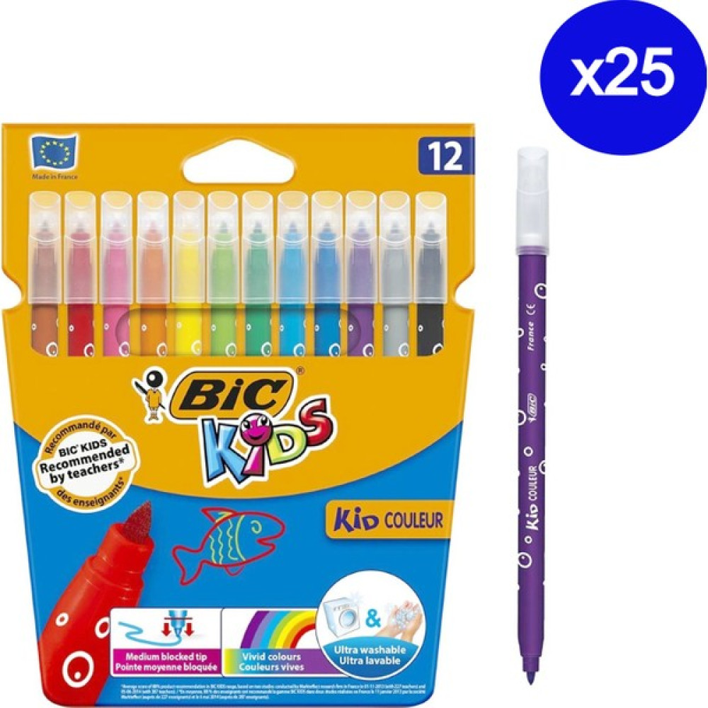 Bic Kids Kid Couleur Keçeli Boya Kalemi 12 Renk 25 Adet - 25 Adet Keçe Uçlu Kalem Fiyatı