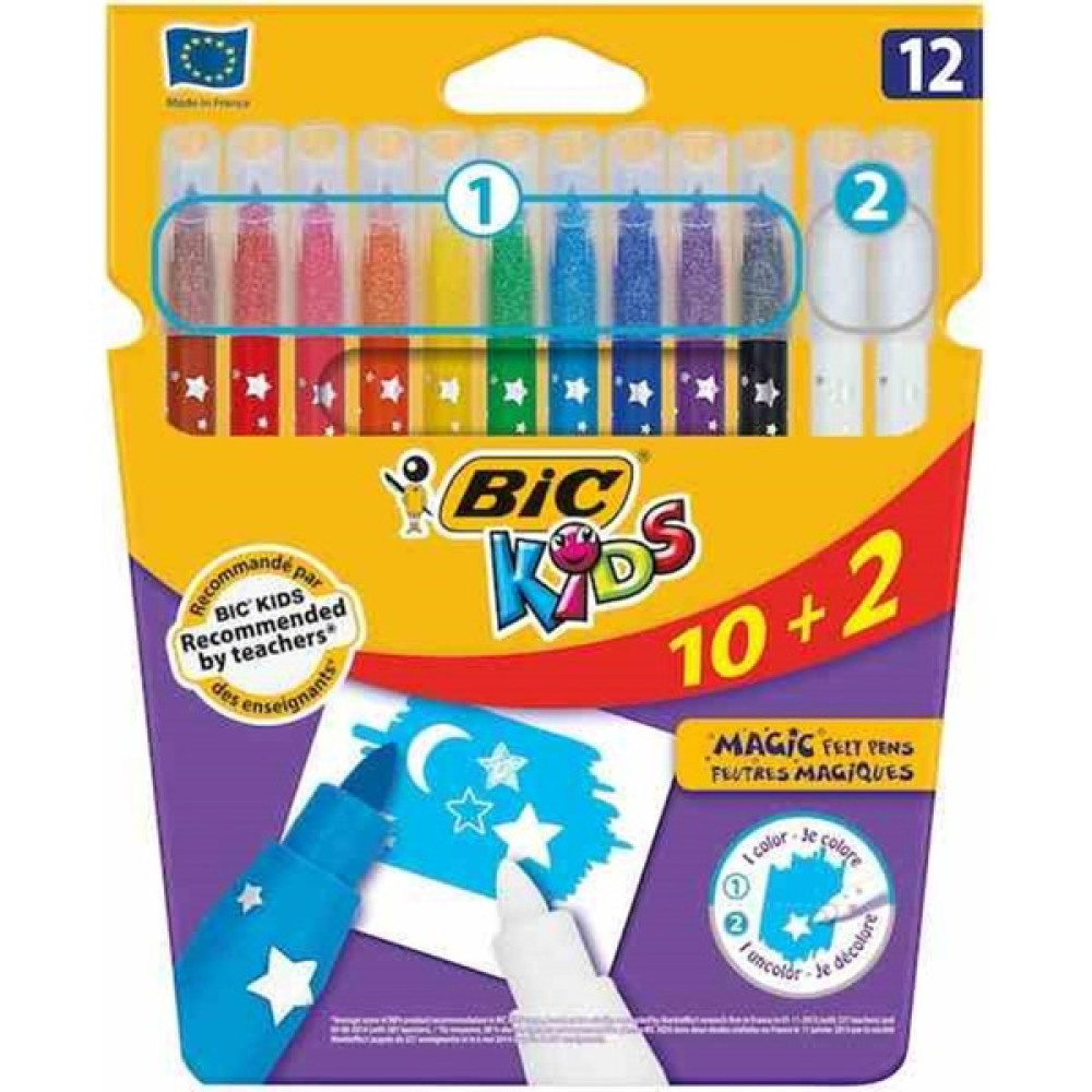 Bic Kids Magic Silinebilir Keçeli Boya Kalemi 10+2 Renk Keçe Uçlu Kalem Fiyatı