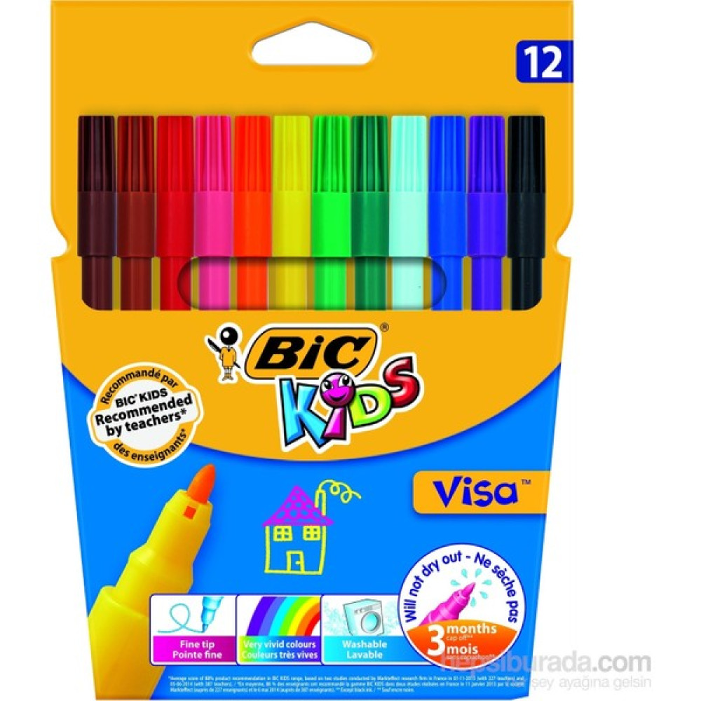 Bic Kids Visa Keçeli Boya Kalemi 12 Renk Keçe Uçlu Kalem Fiyatı