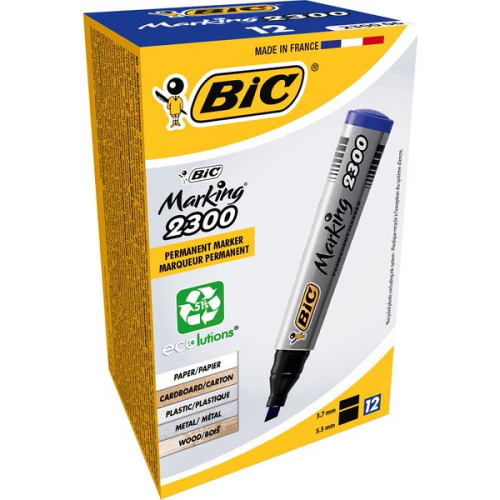Bic Marker 2300 Kesik Uçlu Permanent Markör Mavi 12'li Kutu Keçe Uçlu Kalem Fiyatı