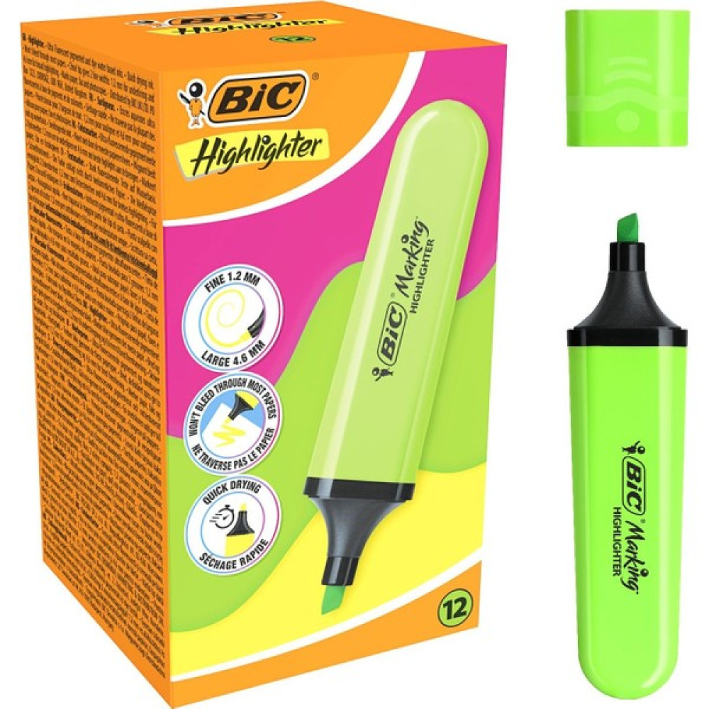Bic Marking Flat Fosforlu Kalem Yeşil 12 Adet Fosforlu Kalem Fiyatı