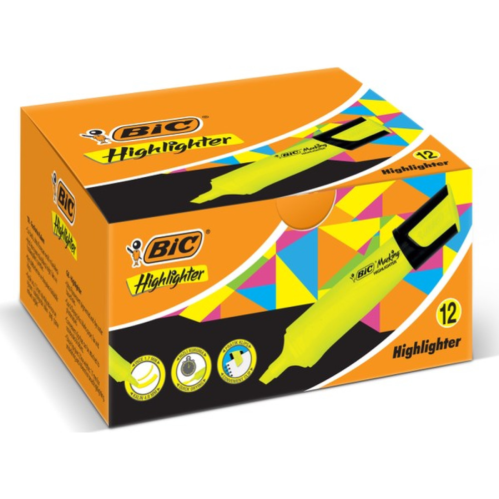 Bic Marking Highlighter Flat Fosforlu Kalem Sarı 12'Li Kutu Fosforlu Kalem Fiyatı