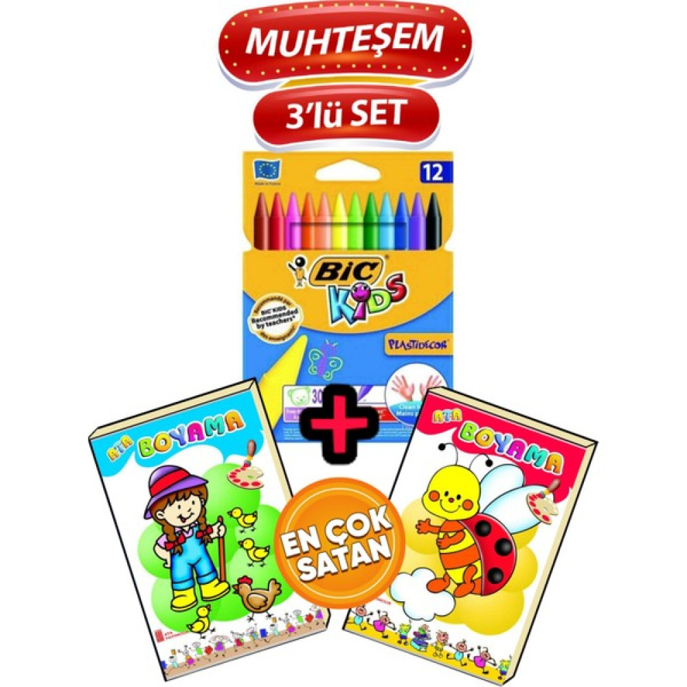 Bic Plastidecor Silinebilir Pastel Boya 12 Renk+2 Adet Ata Kalın Boyama (Ciltli) Zihinsel Gelişim Kitapları Fiyatı