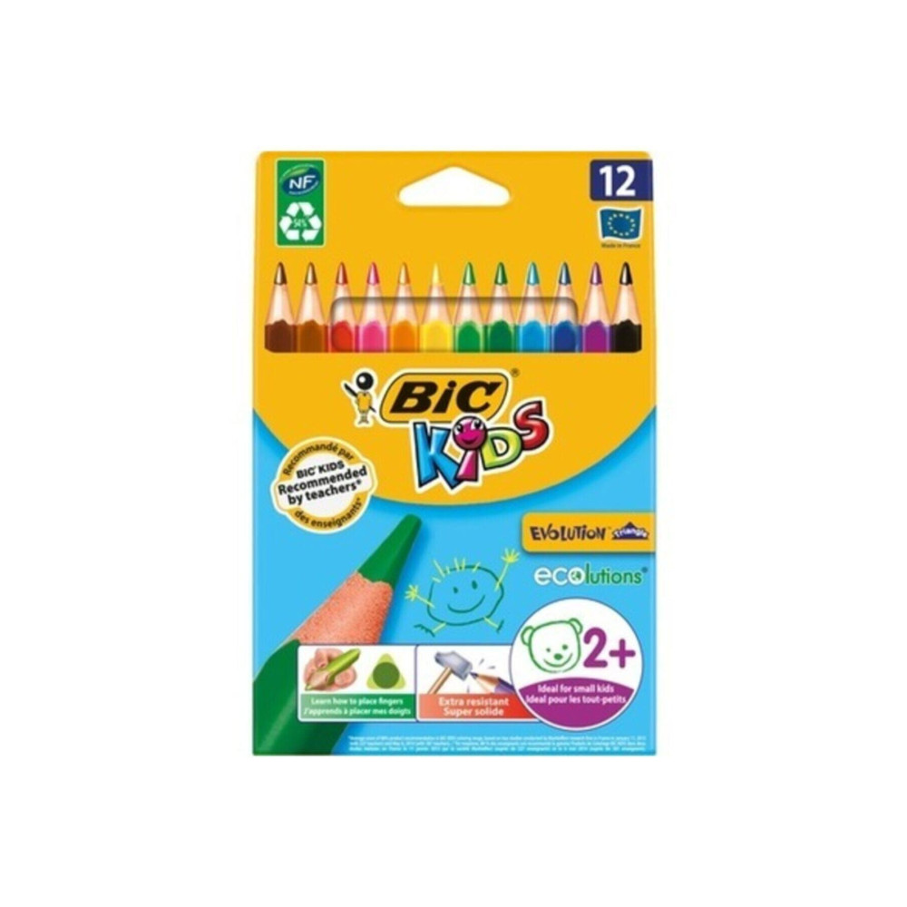 Bic Unisex Çocuk Kids Evolution Üçgen Jumbo Kuru Boya Kalemi 12li Kutu Kuru Boya Kalemi Fiyatı