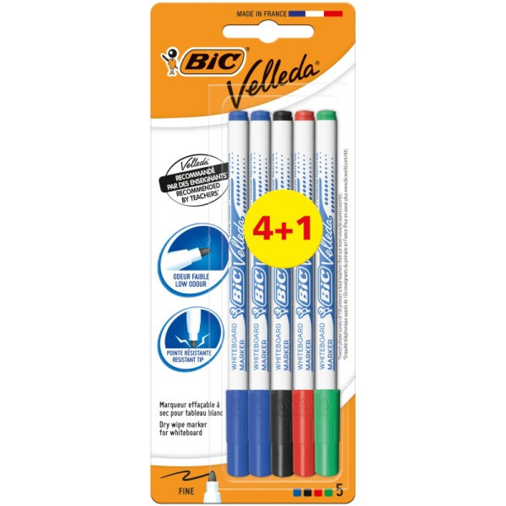 Bic Velleda 1721 Beyaz Tahta Kalemi 4+1'li Poşet Yazı Tahtası Kalemi Fiyatı
