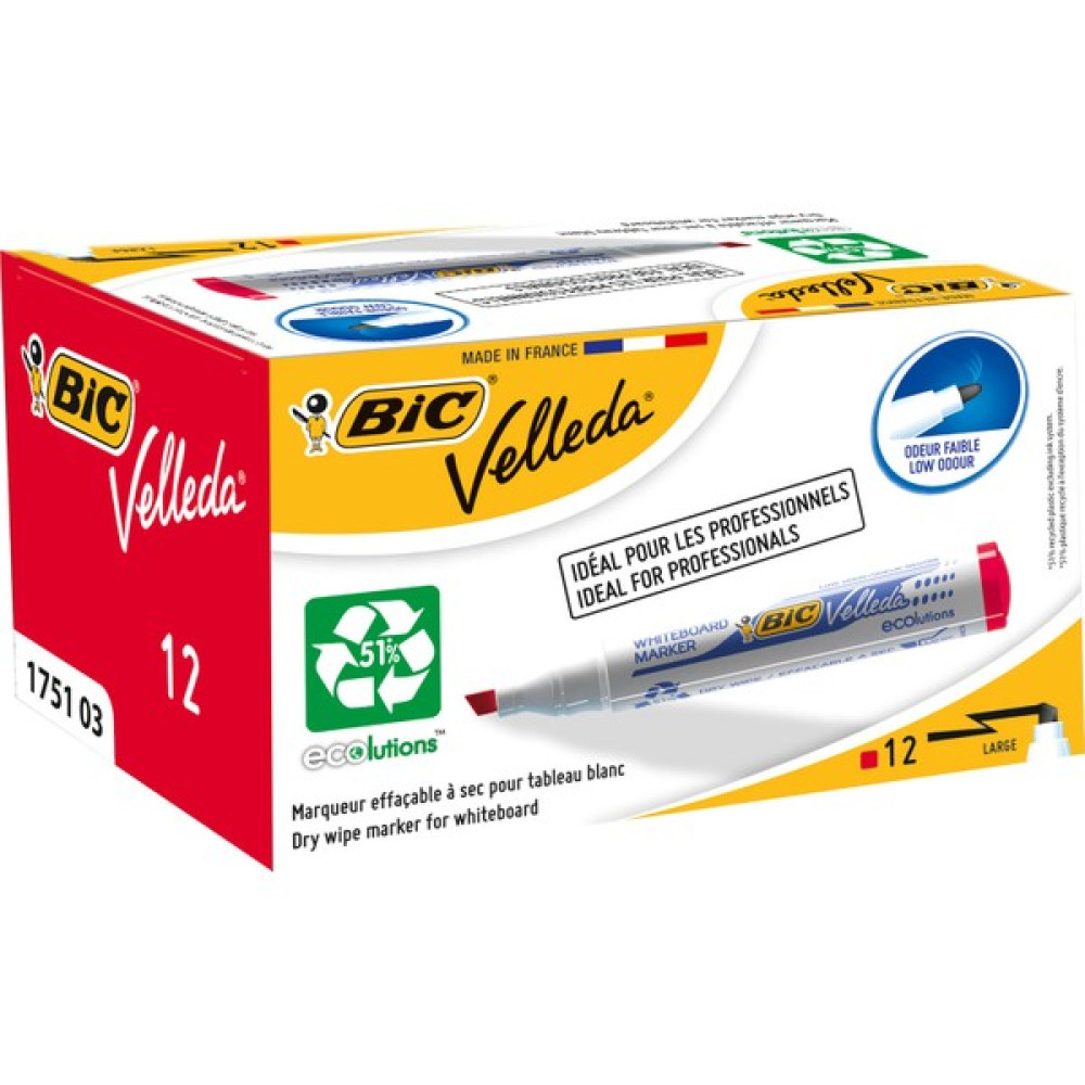 Bic Velleda 1751 Eco Kesik Uçlu Beyaz Tahta Kalemi, Kırmızı 12'li Kutu Oto Boyaları Fiyatı