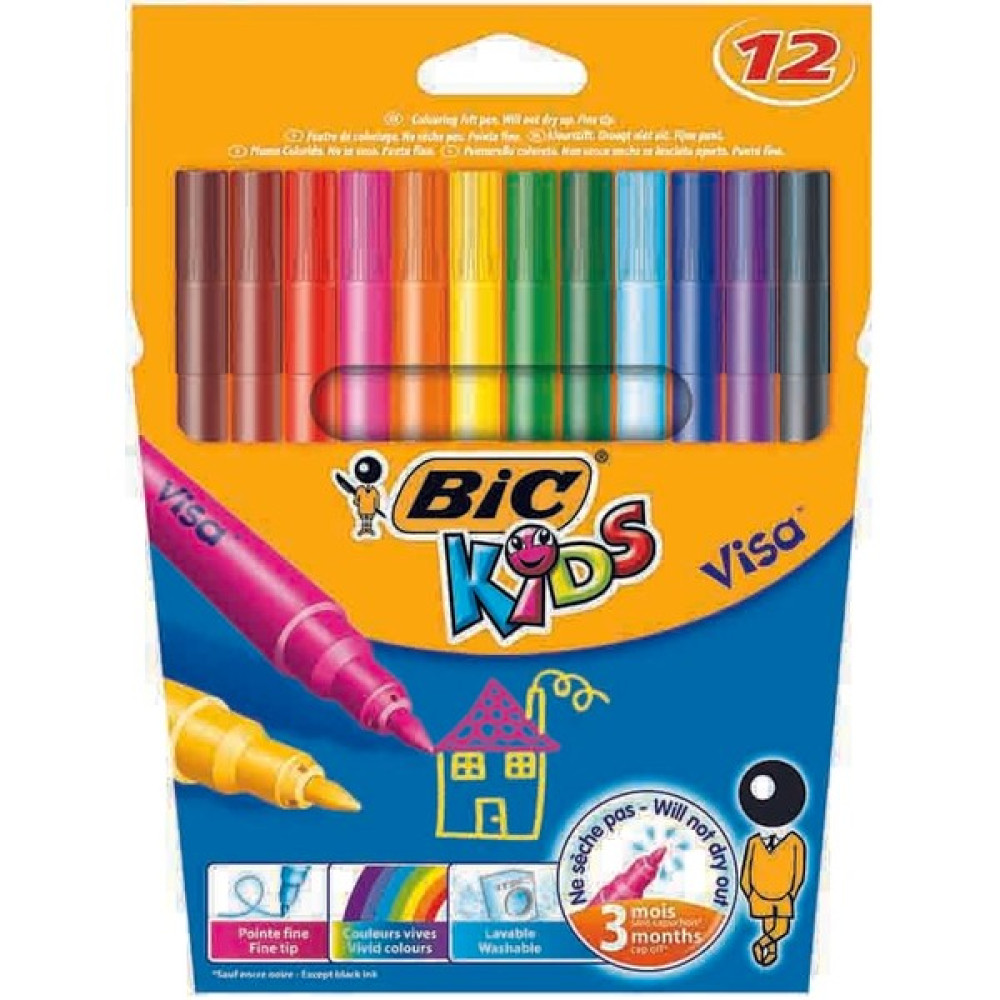 Bic Visa Keçeli Boya Kalemi 12 Renk 888695 Keçe Uçlu Kalem Fiyatı