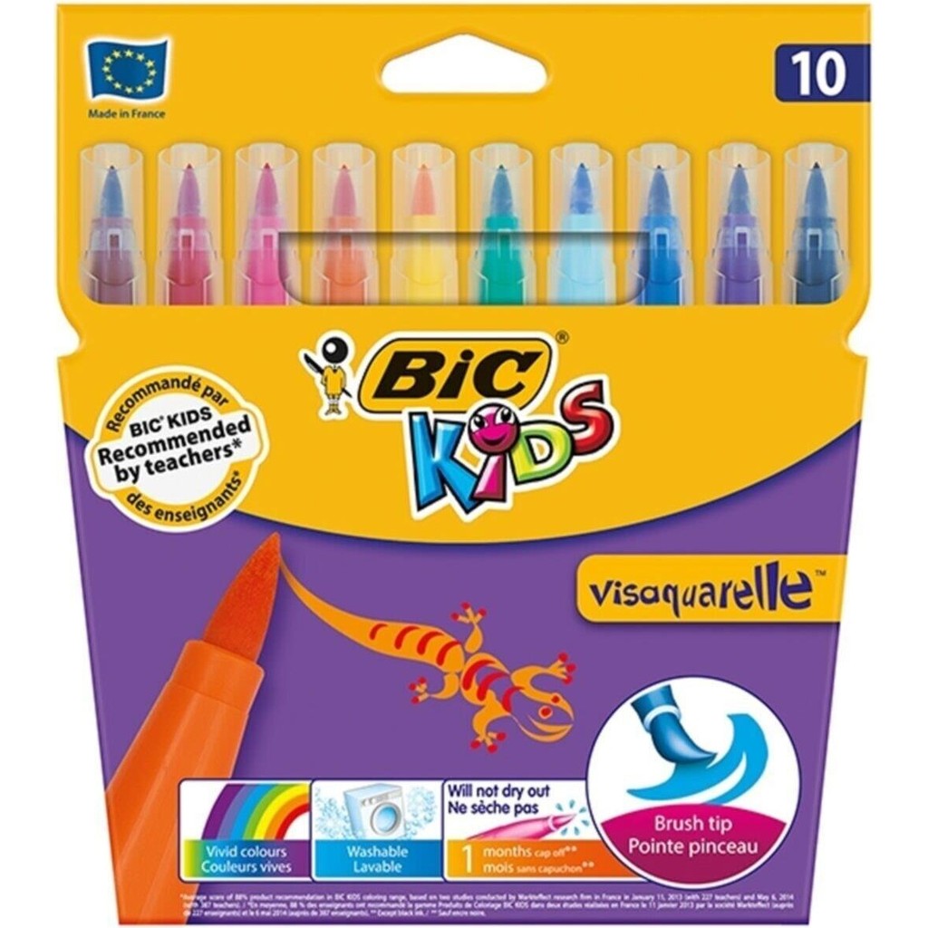 Bic Visaquarelle 10 Renk Fırça Uçlu Keçeli Boya Bic Visaquarelle 10 Renk Fırça Fon Karton & Mukavva Fiyatı