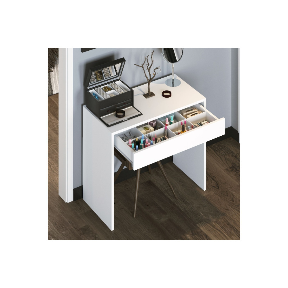 Bicabin Arya Novella Mode Çekmeceli Beyaz Makyaj Masası/dresuar/çalışma Masası Make Up Desk Dresuar / Konsol Fiyatı