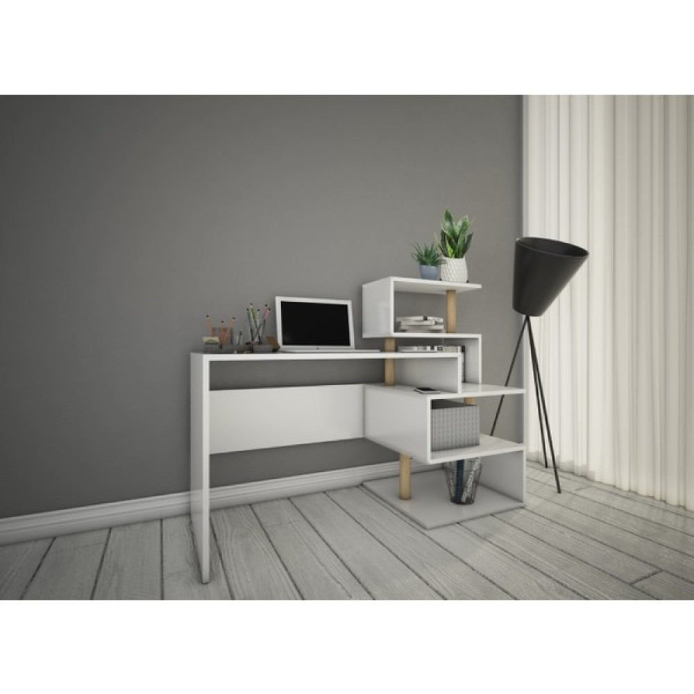 Bicabin Okyanus Raflı Geniş Çalışma Masası Ofis/laptop/bilgisayar Masası - Y: 73 cm D: 60 cm G: 110 cm - Beyaz Çalışma Masası Fiyatı