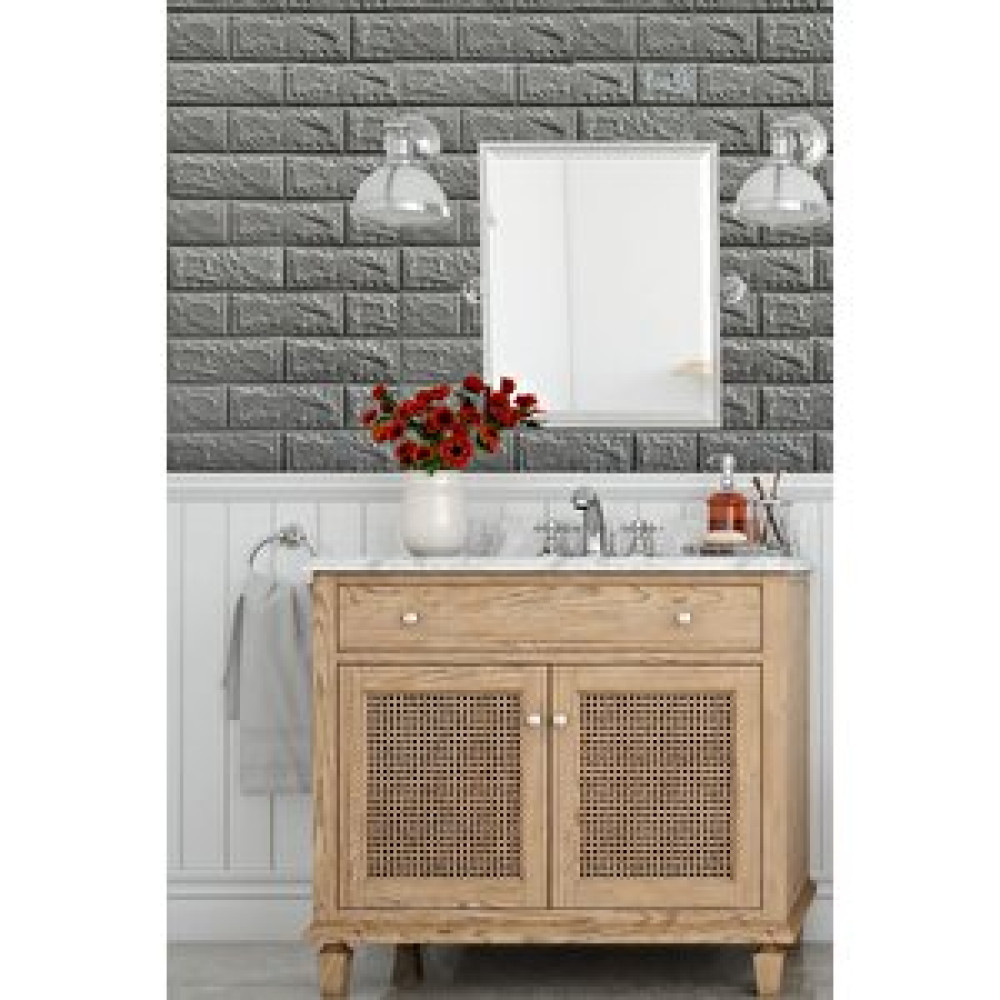 Bien Duvar Kağıtları 50x30 Cm 0,17 M² Kendinden Yapışkanlı Duvar Kağıdı Esnek Köpük Paneli 3d Boyutlu Tuğla Desen Antrasit Duvar Kağıdı Fiyatı