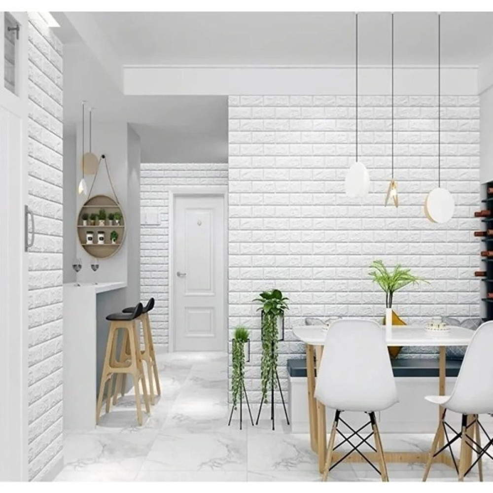 BienHome 50X70CM Beyaz 3D Dekoratif Kendinden Yapışkanlı 3D Esnek Duvar Kağıdı Kaplama Paneli Estetik Köpük Duvar Kağıdı Fiyatı