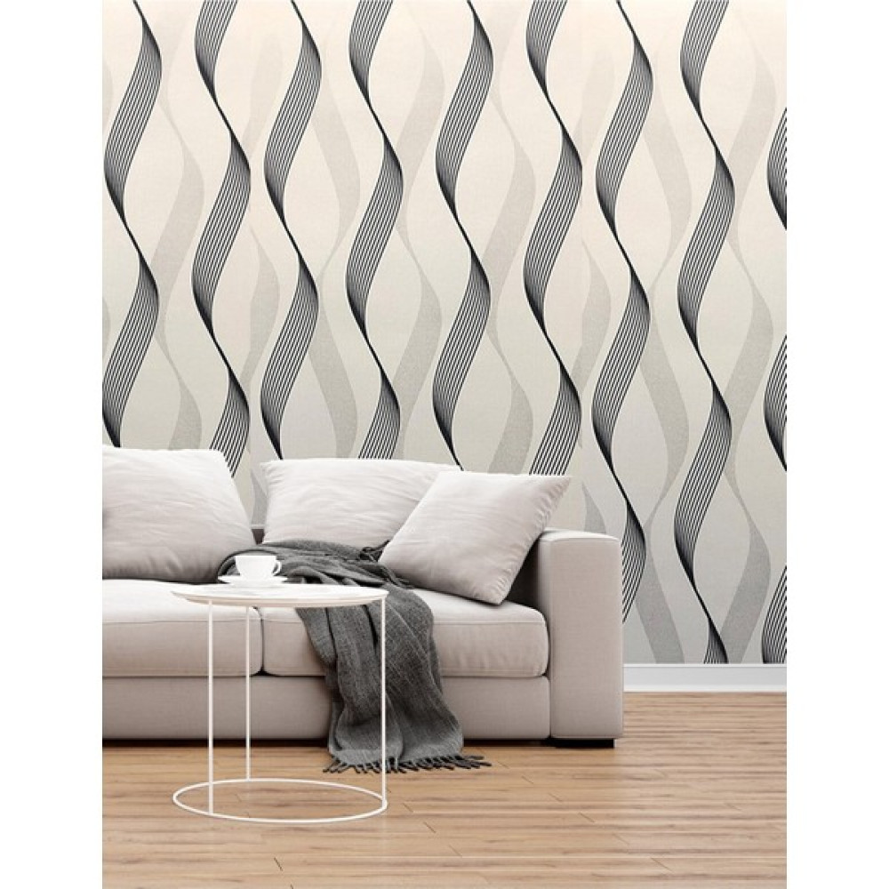 BienHome 5306 Lüks Ss Şerit Siyah Beyaz Gümüş Duvar Kağıdı Duvar Kağıdı 5,30 M² - 53 x 1000 cm Duvar Kağıdı Fiyatı