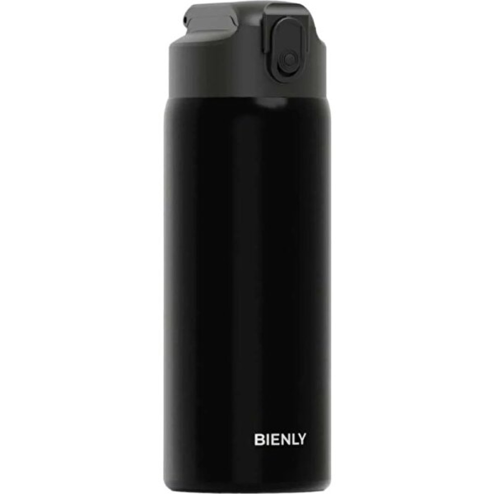 Bienly Zenflow Matara ve Suluk 600 ml 304 Paslanmaz Çelik Sızdırmaz Otomtatik Pipetli Silikon Ağızlıklı Kapak - 18S-Siyah Suluk Fiyatı