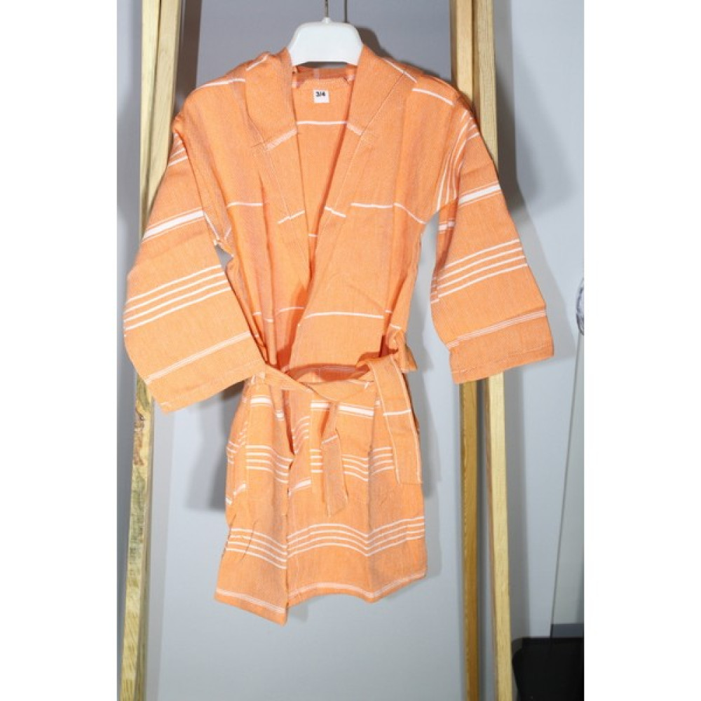 Bies Living Collection Meady 3-4 Yaş %100 Pamuk Çocuk Bornoz Kapşonlu Peştemal Bornoz - 3 - 4 Yaş - Turuncu Bornoz Fiyatı