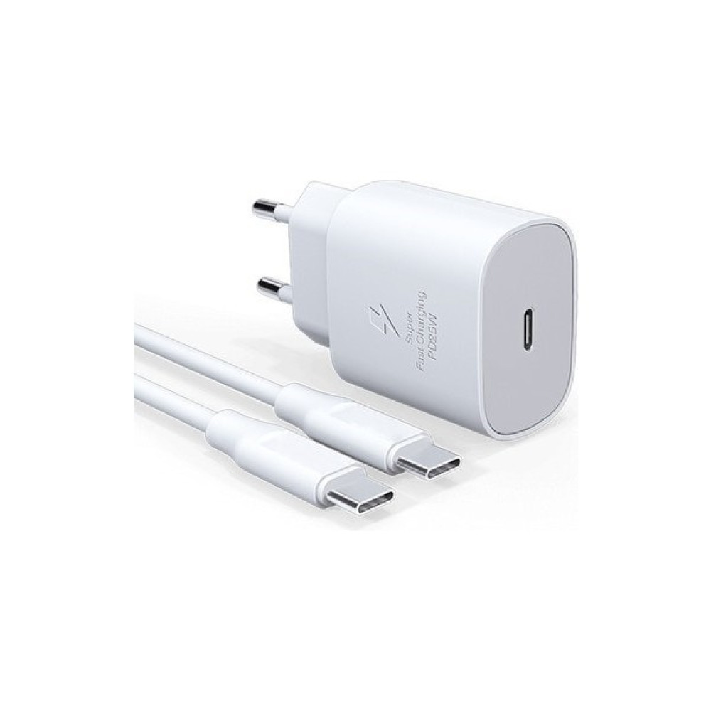 Bıg Cleve Android ve iphone uyumlu Pd 25 Watt Type C Çıkış Hızlı Şarj Cihazı Aleti + Type C To Type C Hızlı Şarj Kablosu - Beyaz - Gri Cep Telefonu Şarj Cihazı Fiyatı