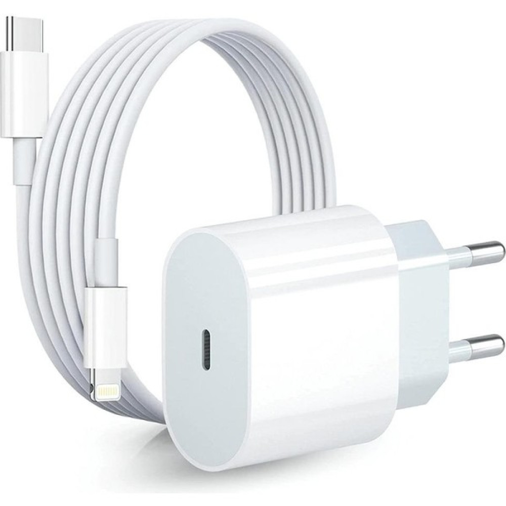 Big Cleve Apple iphone uyumlu PD 25 Watt Type C Çıkış Hızlı Şarj Cihazı Aleti + Typec To Lighting Hızlı Şarj Kablosu - Beyaz - Gri Cep Telefonu Şarj Cihazı Fiyatı