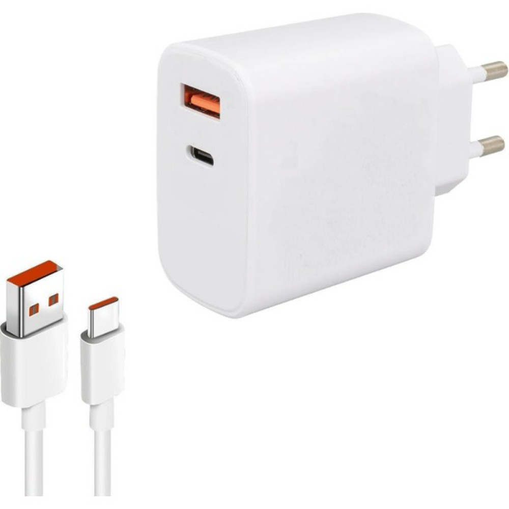 Big Cleve Samsung uyumlu 25 Watt USB ve Type C Turbo Şarj Cihazı Aleti + Mi Turbo Şarj Kablosu - Beyaz - Gri Cep Telefonu Şarj Cihazı Fiyatı