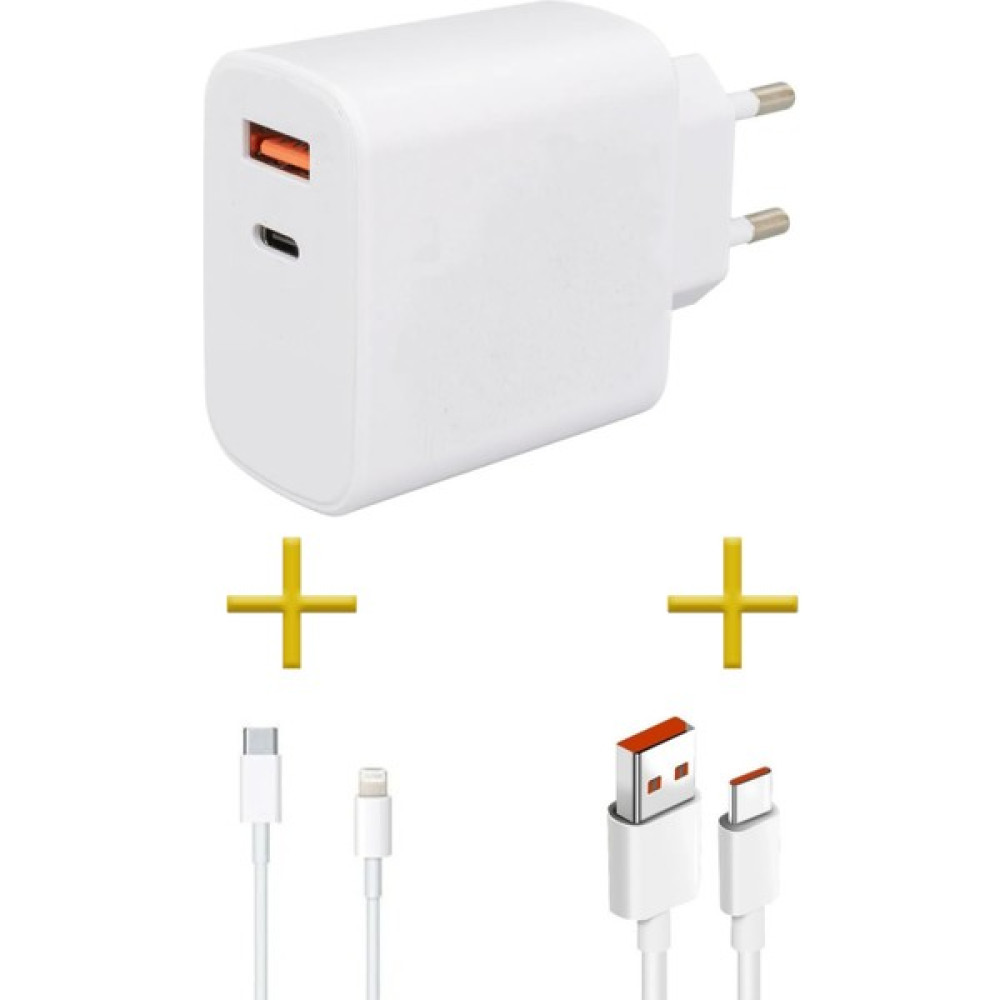 Big Cleve Samsung ve Apple iphone uyumlu 25 Watt USB-A ve USB-C (Type C) Çift Çıkış 2in1 Turbo Şarj cihazı aleti + Mi USB Type C Turbo Şarj Kablosu... Cep Telefonu Şarj Cihazı Fiyatı