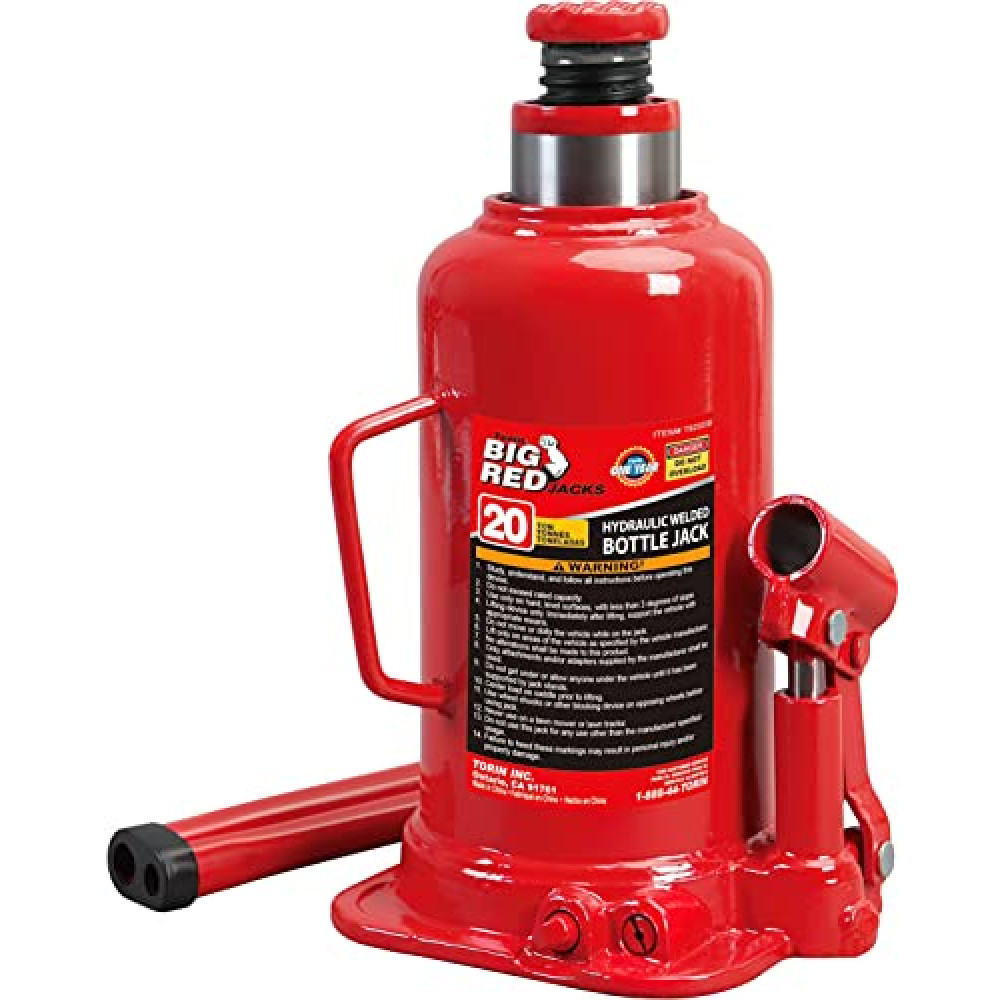 BIG RED T92003B Torin Hydraulic Welded Bottle Jack, 20 Ton (40,000 lb) Capacity, Red