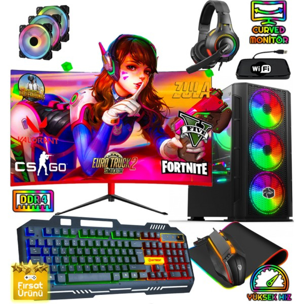 Biggamex Blade RTX15 Ryzen 5 5500 16GB Ram 1tb M.2 SSD RX580 8gb 23.8"75HZ Oyuncu Masaüstü Bilgisayar - FreeDos Masaüstü Bilgisayar Fiyatı