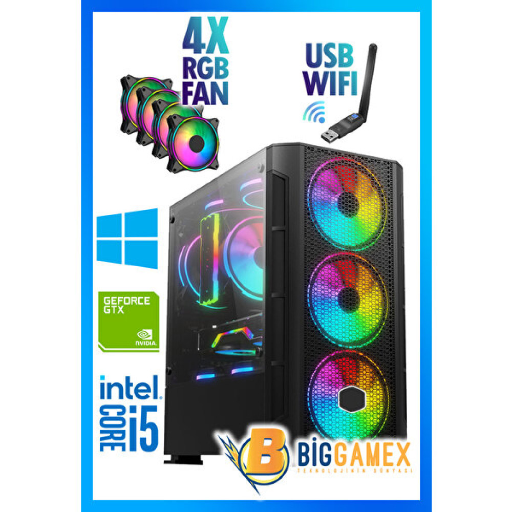 BiggameX GM46 Intel Core i5 3470 16 GB RAM 256 SSD 500 GB HDD 4 GB Gtx 1050 Ti Freedos Masaüstü Bilgisayar - FreeDos - İşletim Sistemi Masaüstü Bilgisayar Fiyatı