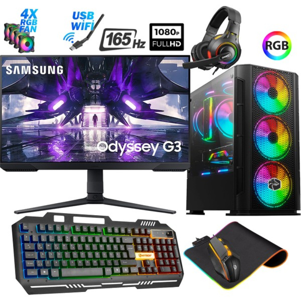 Biggamex SM02 Ryzen 5 3600 32GB Ram 512GB M.2 SSD RX580 8gb 24"165HZ Monitör Masaüstü Oyuncu Bilgisayarı - FreeDos Masaüstü Bilgisayar Fiyatı