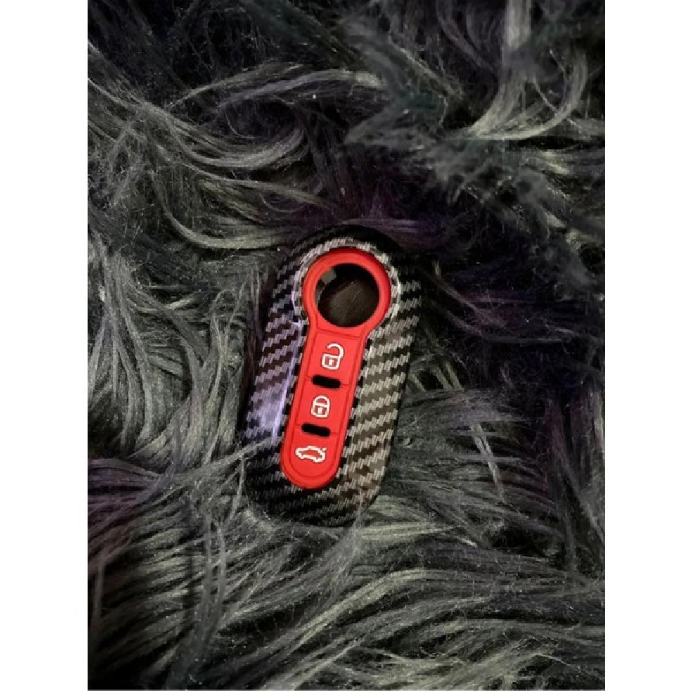 BigKey FIAT-DOBLO-FIORINO-PUNTO-BRAVO-500-DUCATO-PANDA Siyah-Kırmızı Karbon Anahtar Kılıfı (3 Tuşlu) Oto Boyaları Fiyatı