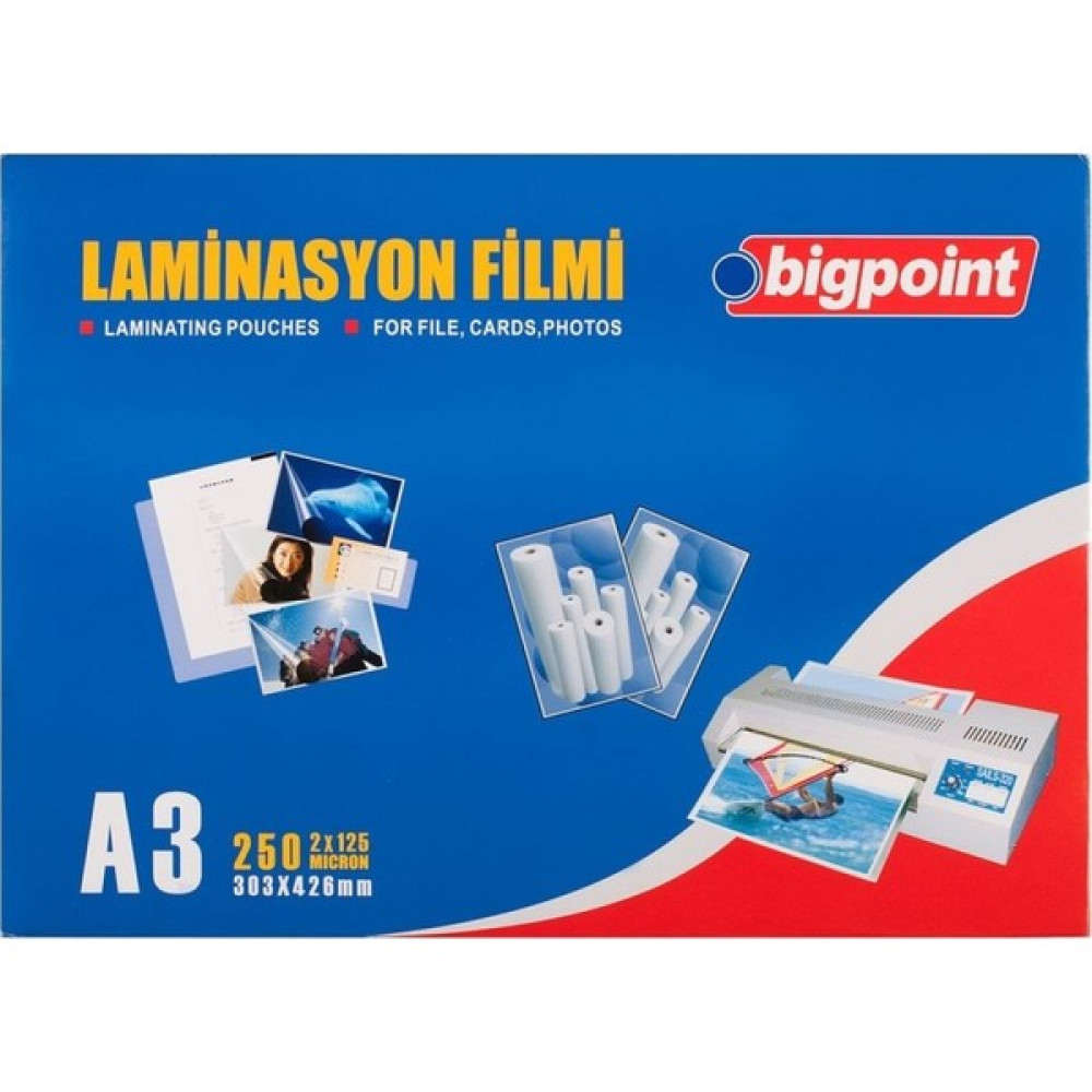 Bigpoint 125 Mikron A3 Laminasyon Filmi 100 Adet Laminasyon Sistemi Fiyatı