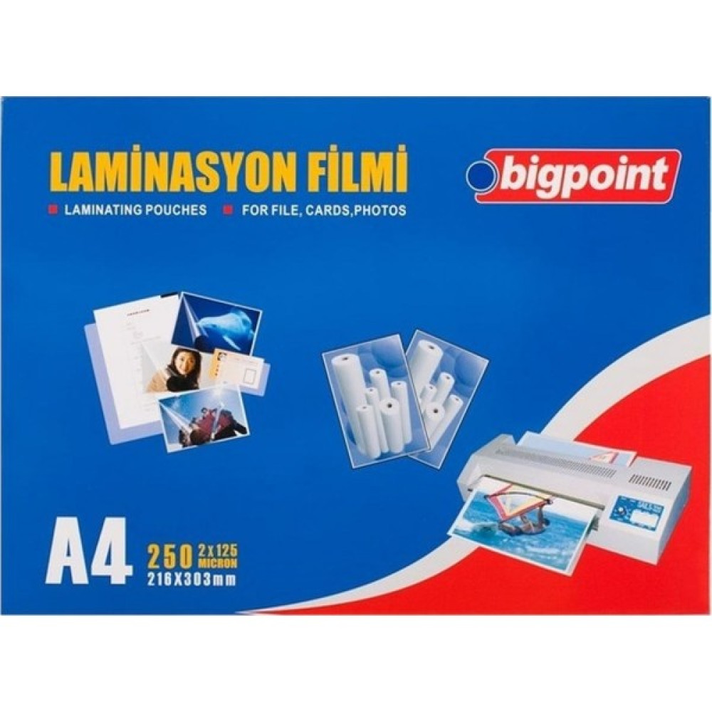 Bigpoint 125 Mikron A4 Laminasyon Filmi 100 Adet Laminasyon Sistemi Fiyatı