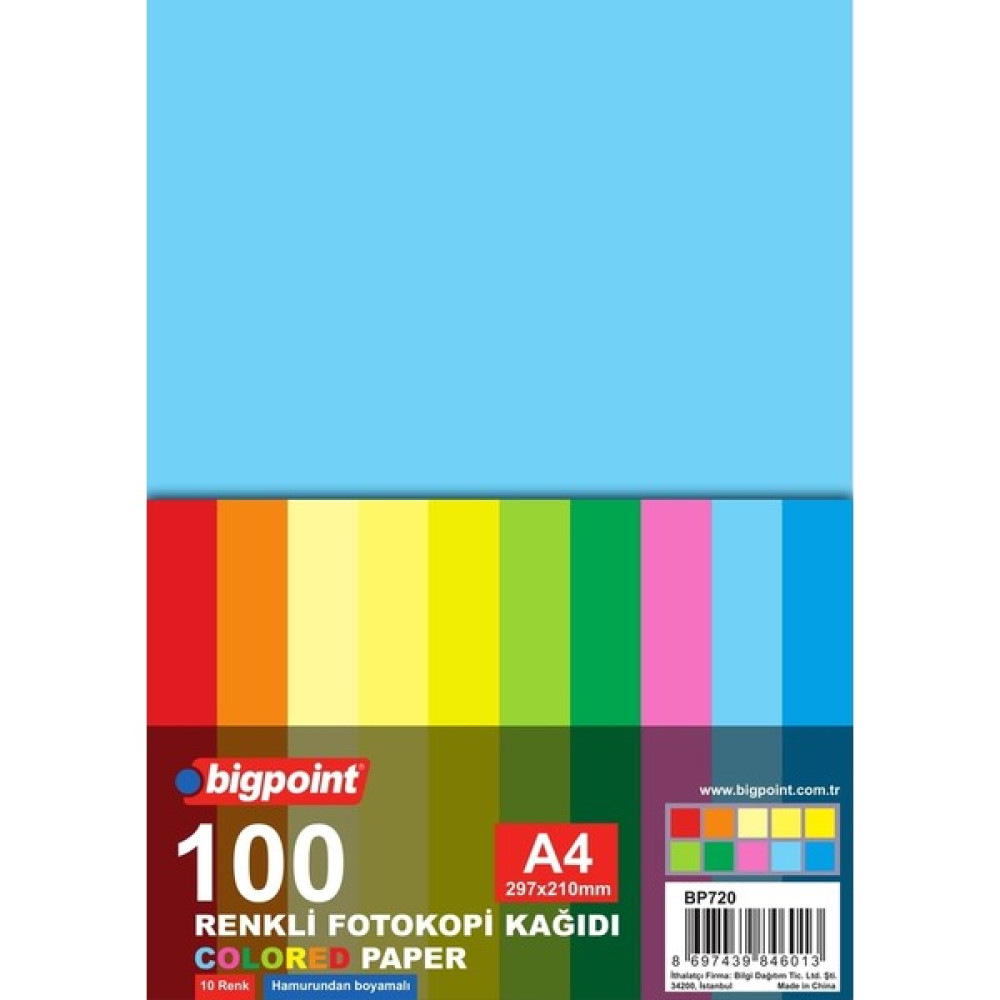 Bigpoint Bp720 Renklı Fotokopı Kagıdı 10 Renk 100'Lu Fotokopi Kağıdı Fiyatı