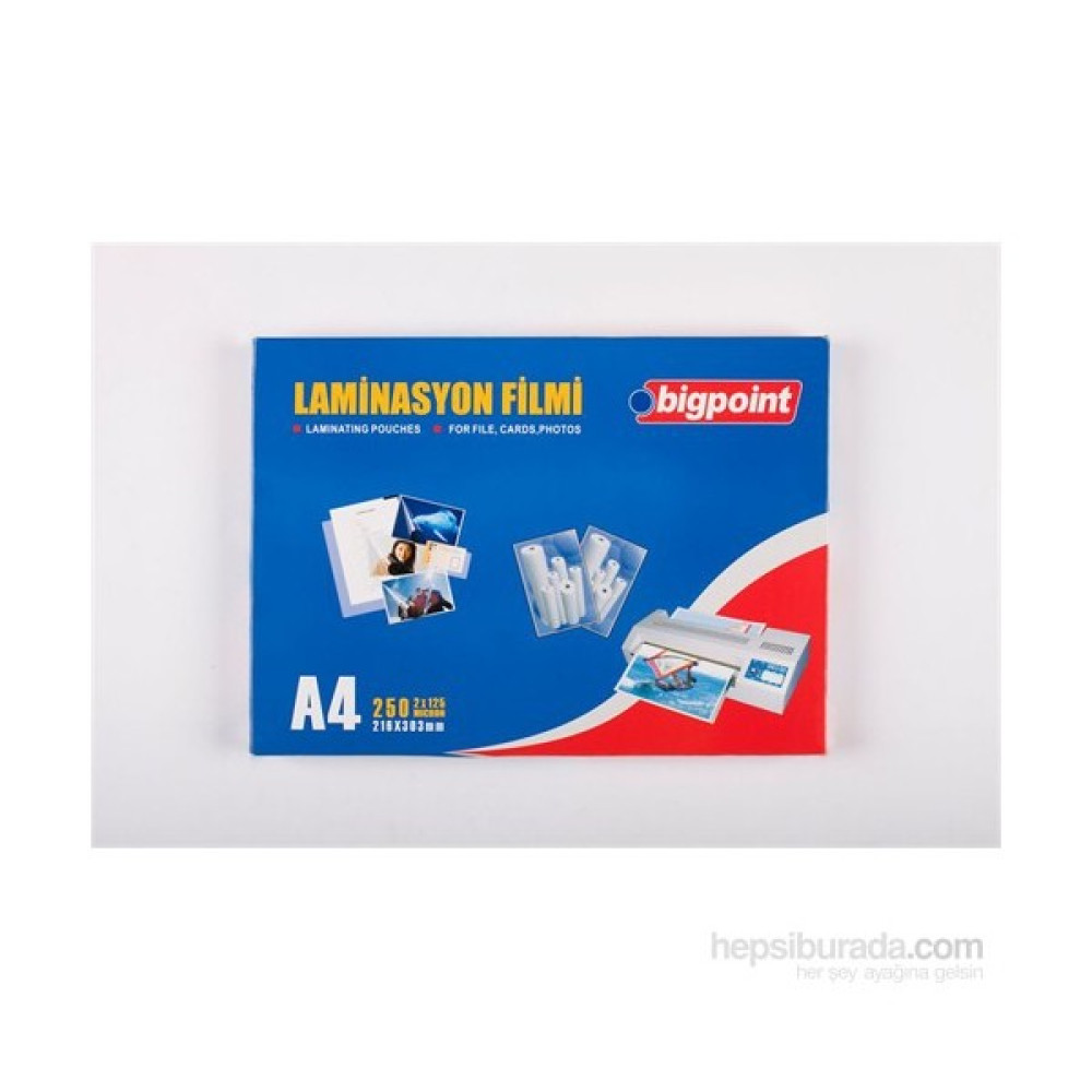 Bigpoint Laminasyon Filmi A4 125 Micron 100'Lü Laminasyon Sistemi Fiyatı