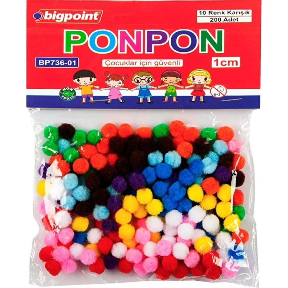Bigpoint Ponpon 1 Cm 10 Renk 200'Lü Yardımcı Malzeme Fiyatı