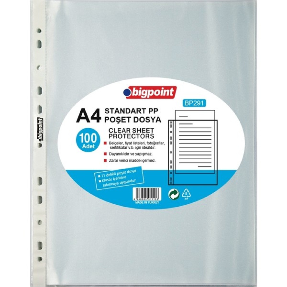 Bigpoint Poşet Dosya Standart 100 'Lü Paket Bp291 Dosya Fiyatı