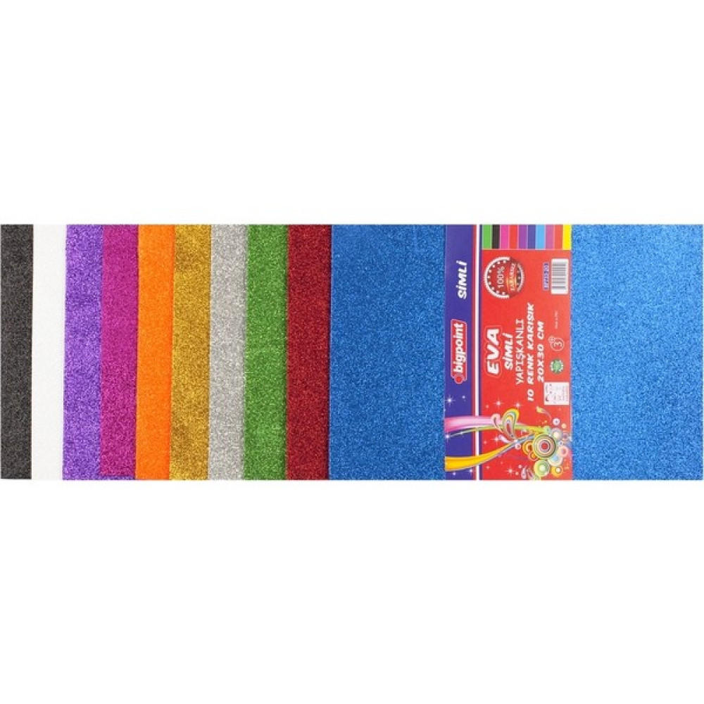 Bigpoint Simli Yapışkanlı Eva Karışık 10 Renk 20 x 30 cm Elişi Kağıdı Fiyatı