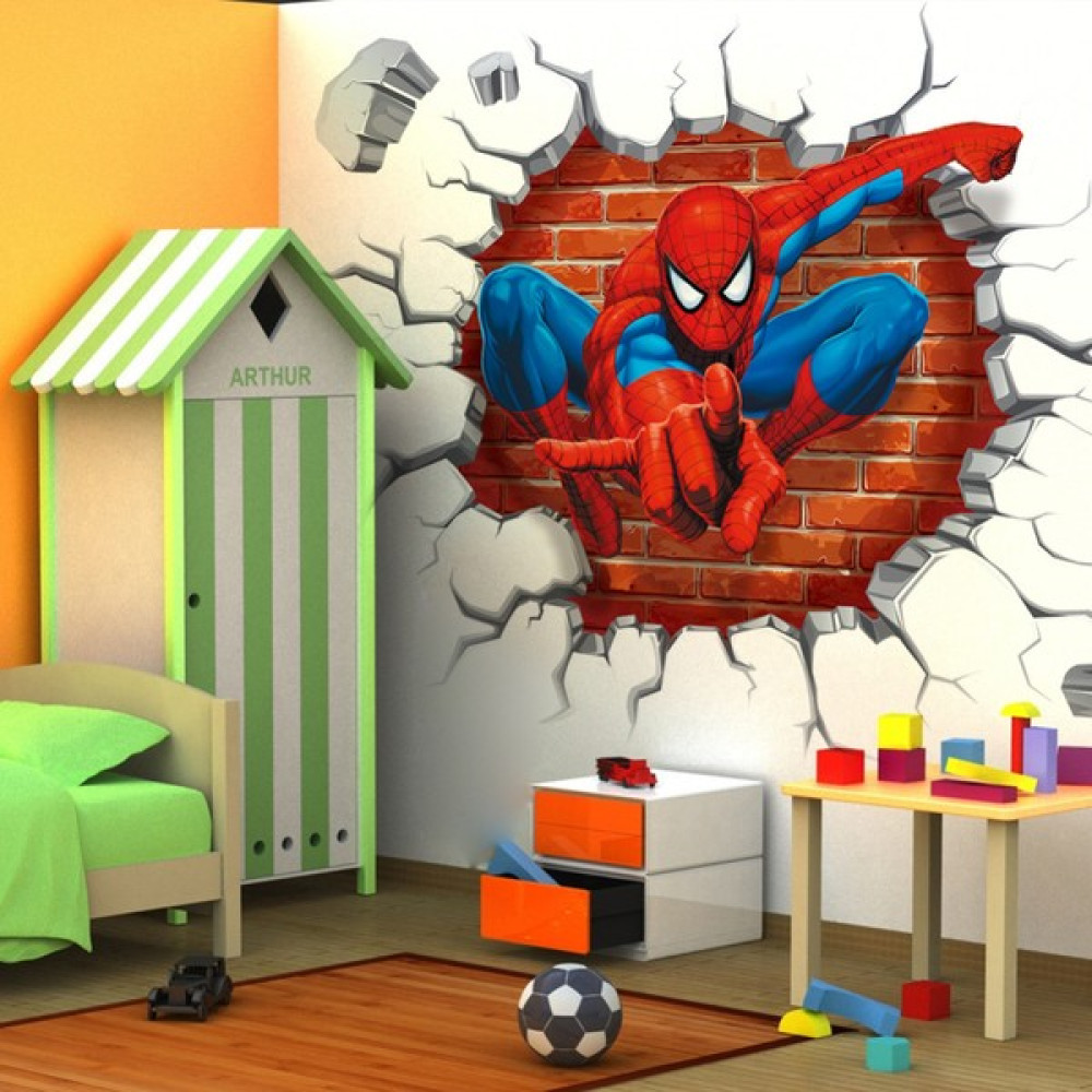 BigWall Sticker Örümcek Adam 3D Duvar Stickerı Spiderman Bebek Odası Duvar Süsü Fiyatı