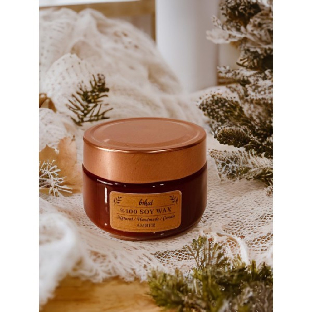 Bihal Soya Wax Amber Kokulu Doğal MUM180ML - Renkli - 1 Adet Dekoratif Mum Fiyatı