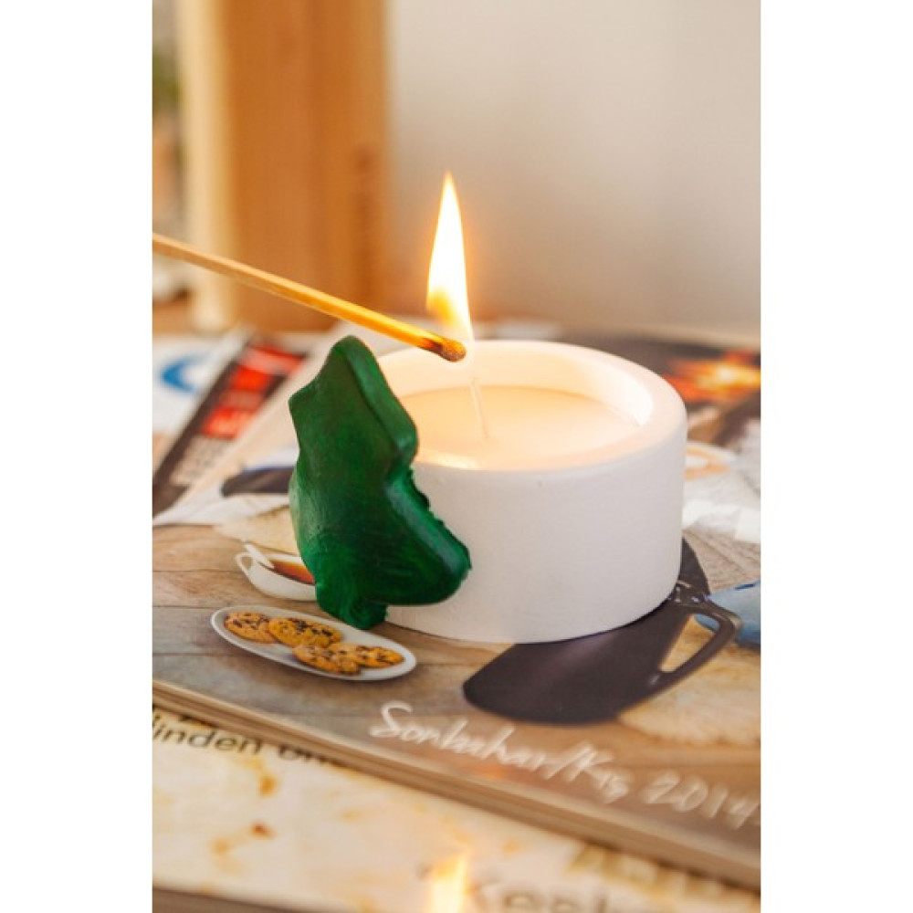 Bihter Soydar El Yapımı 3'lü Dekoratif Ağaç Figürlü Tealight Mumluk - 0 - Yeşil Şamdan Fiyatı