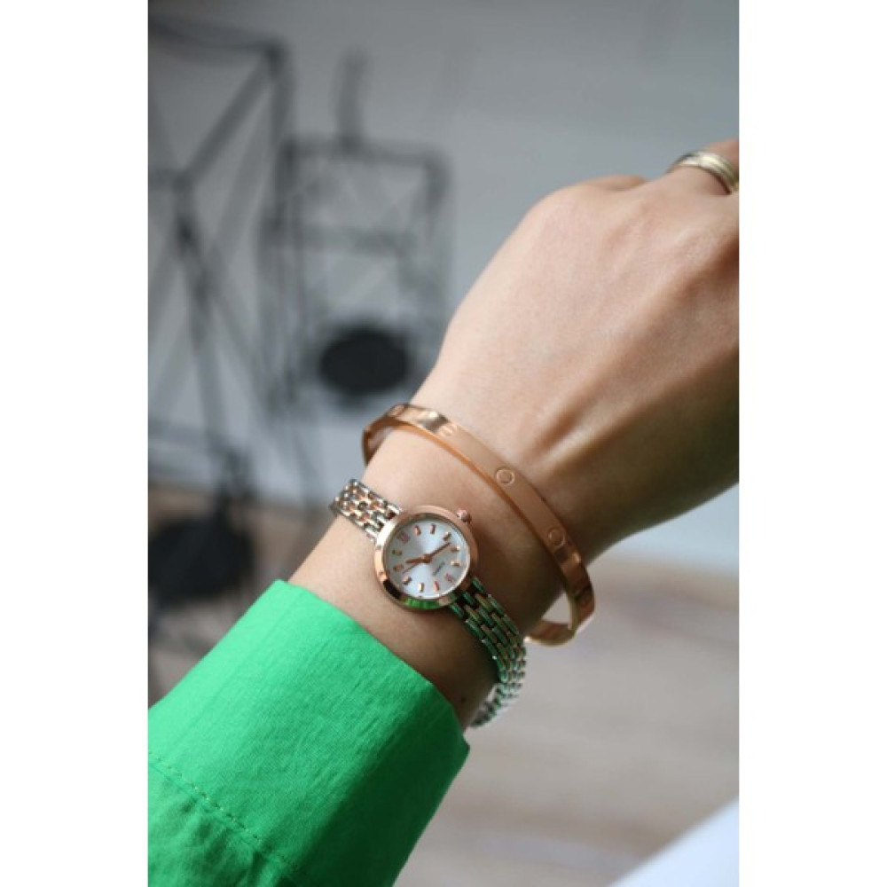 Bijuhome Soobepark Retro Minimal Yuvarlak Çelik Kordon Vintage Kadın Kol Saati Rose Gümüş Renk - Rose Gold - Gümüş Kol Saatleri Fiyatı