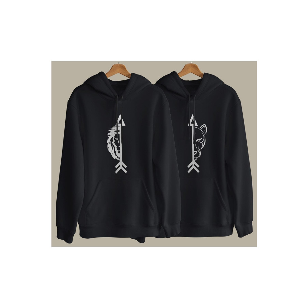 Bikare Design Erkek Ve Dişi Aslan (maleandfemale Lion)tasarımlı Sevgili Çift Kombin Kapüşonlu Sweatshirt 2li Ürün M/XL Beden Bayan Sweatshirt Fiyatı