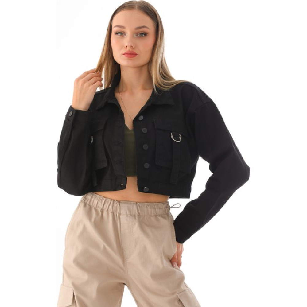 Bike Life Kadın Cep Detaylı Oversize Crop Denim Ceket Bayan Ceket Fiyatı