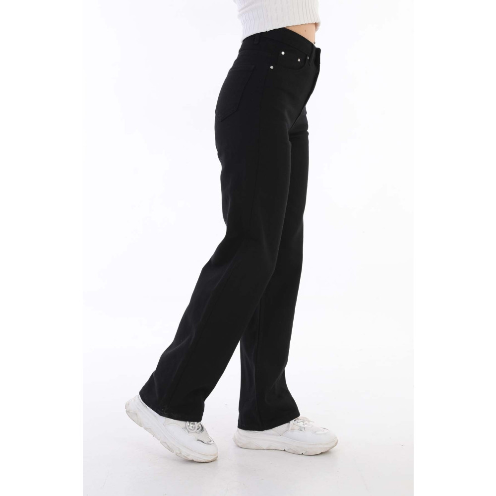 BİKELİFE Kadın Siyah Yüksek Bel Palazzo Jean 32 Beden Bayan Jeans / Kot Pantolon Fiyatı