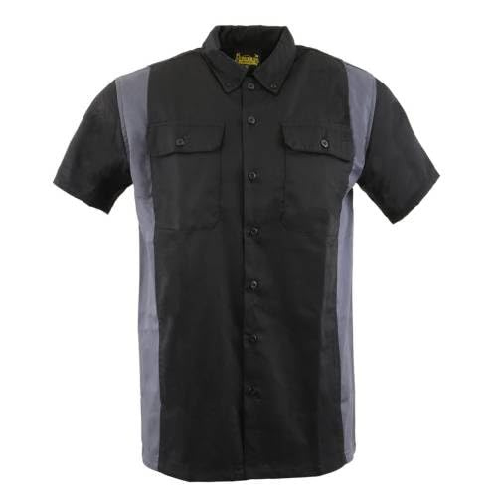 Biker Clothing Co. MDM11674.01 Men’s Two-Tone Black and Grey Short Sleeve Motorcycle Mechanic Shirt - X-Large