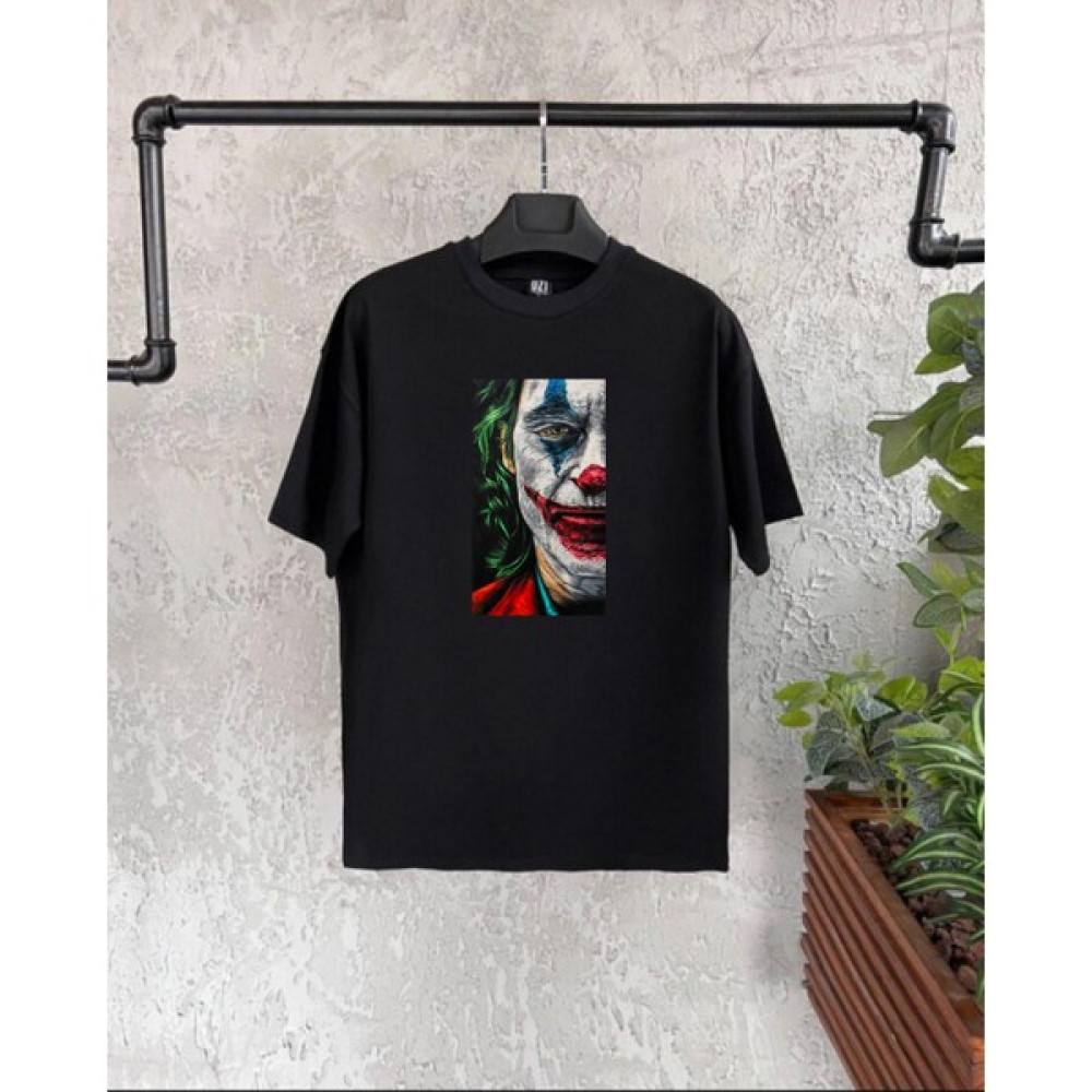 Bikombine Joker Baskılı Siyah Baskılı Oversize Erkek Tshirt Erkek T-shirt Fiyatı