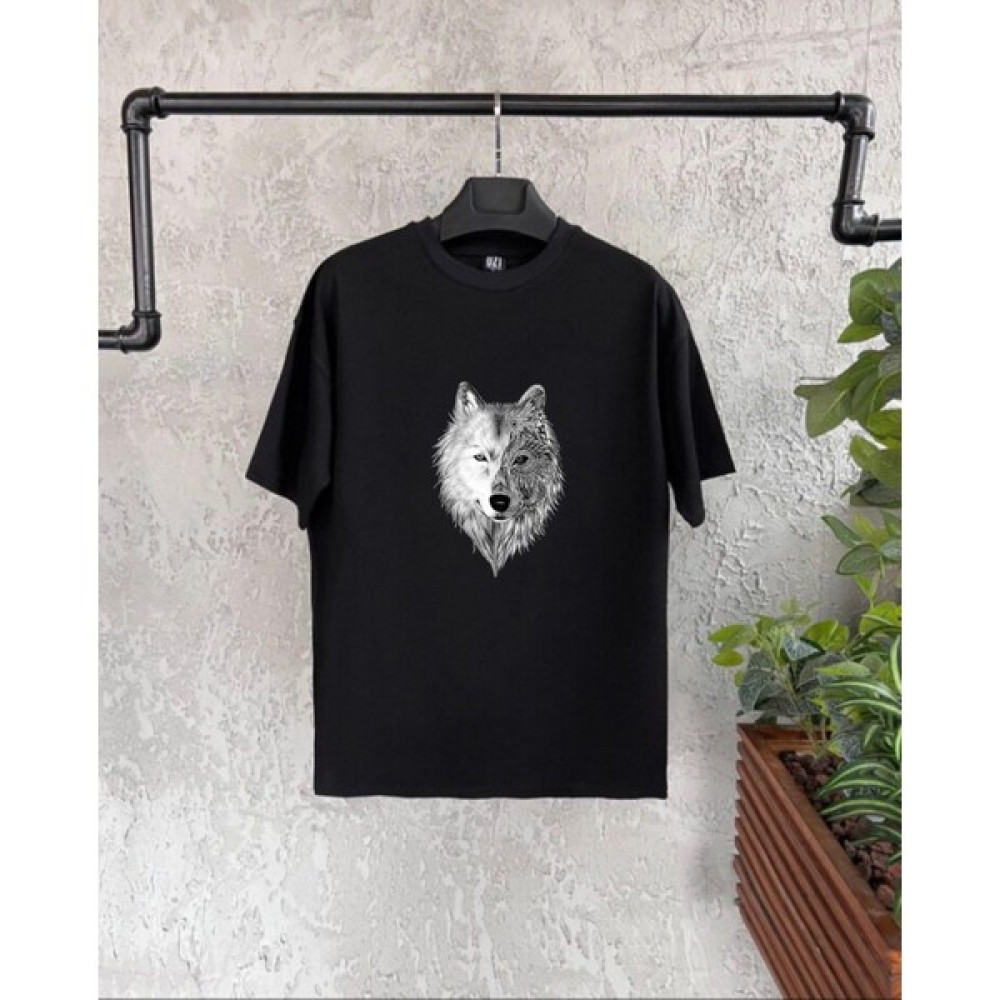 Bikombine Kurt Baskılı Siyah Baskılı Oversize Erkek Tshirt Erkek T-shirt Fiyatı