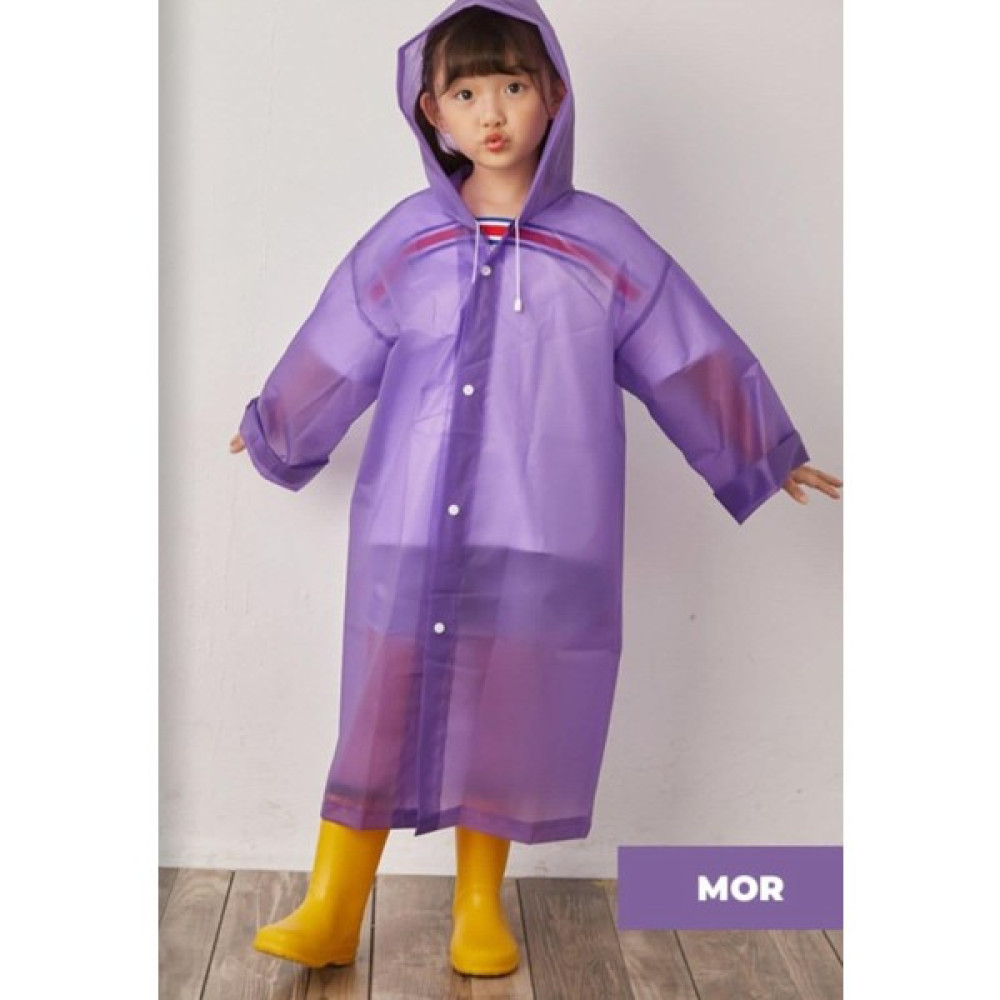 Bilenn Tekstil Yağmurluk Unisex Çocuk - Mor Kız Çocuk Yağmurluk Fiyatı